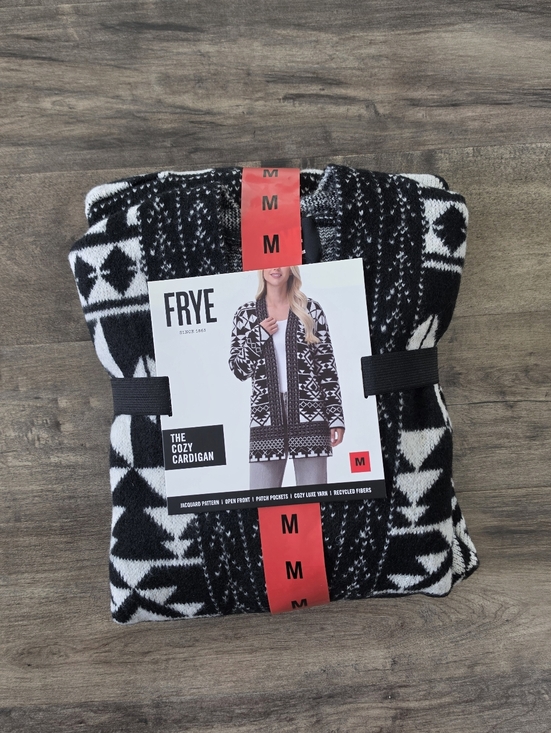 Frye Sweaters - FRYE Cardigan Sweater Medium Women's Jacquard Patterned Black & White NWT